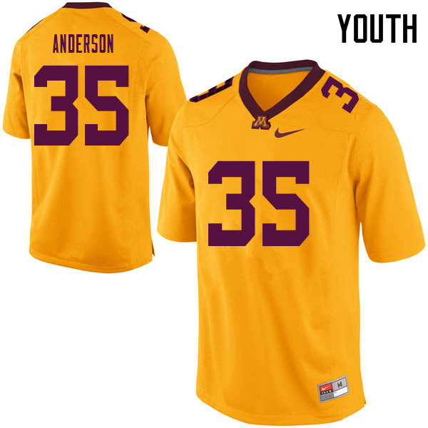 Youth #35 Danny Anderson Minnesota Golden Gophers College Football Jerseys Sale-Yellow - Click Image to Close